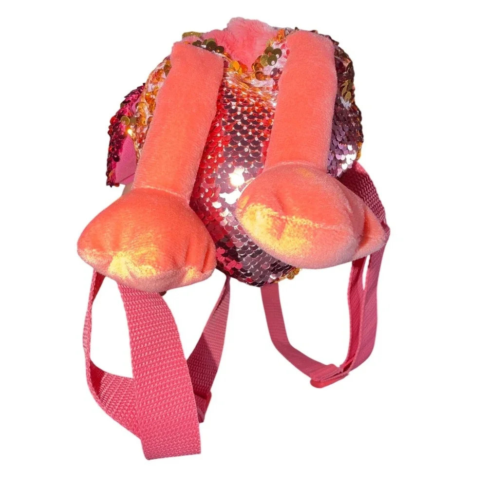 Ty Gilda Flamingo Backpack Kids Small Pink Excellent Sequin Plush Bag
